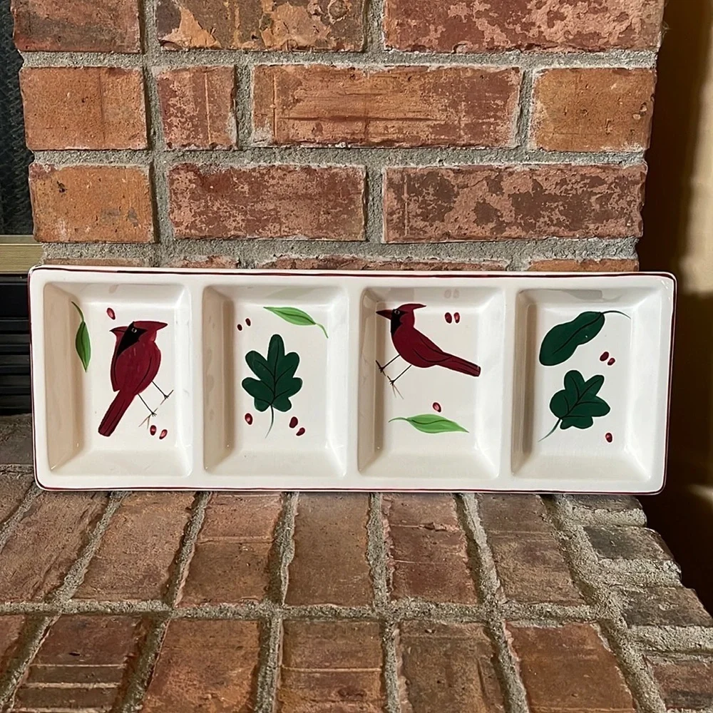 Studio Nova Holiday Cardinal Divided Serving Platter